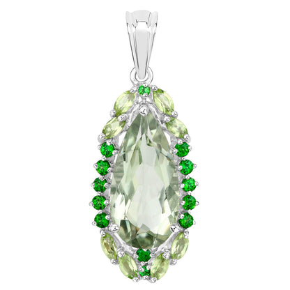 Tropical Pendant Necklace Green Amethyst Peridot Chrome Diopside 5.53 Carats