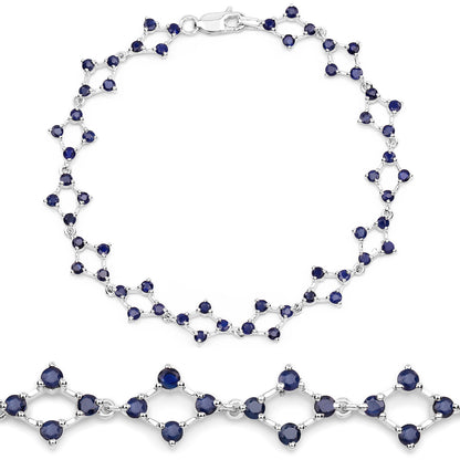 Blue Sapphire Strand Bracelet 3.3 Carats Silver
