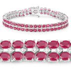 Ruby Tennis Bracelet With White Topaz 20 Carats Sterling Silver
