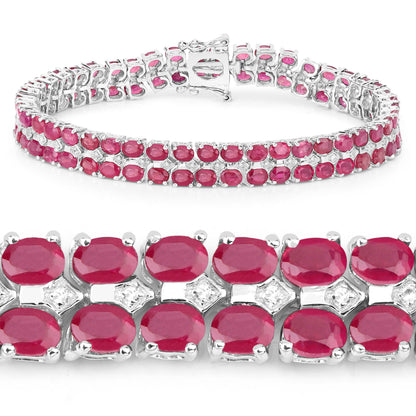 Ruby Tennis Bracelet With White Topaz 20 Carats Sterling Silver
