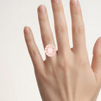 Morganite Flower Ring 6.72 Carats Gold Plated Silver