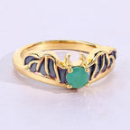 Emerald Bat Ring 0.22 Carats Gold Plated Silver