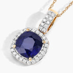 Blue Sapphire Pendant With Diamonds 2.14 Carats 18K Yellow Gold