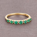 Zambian Emerald Ring With Diamonds 0.32 Carats 14K Yellow Gold