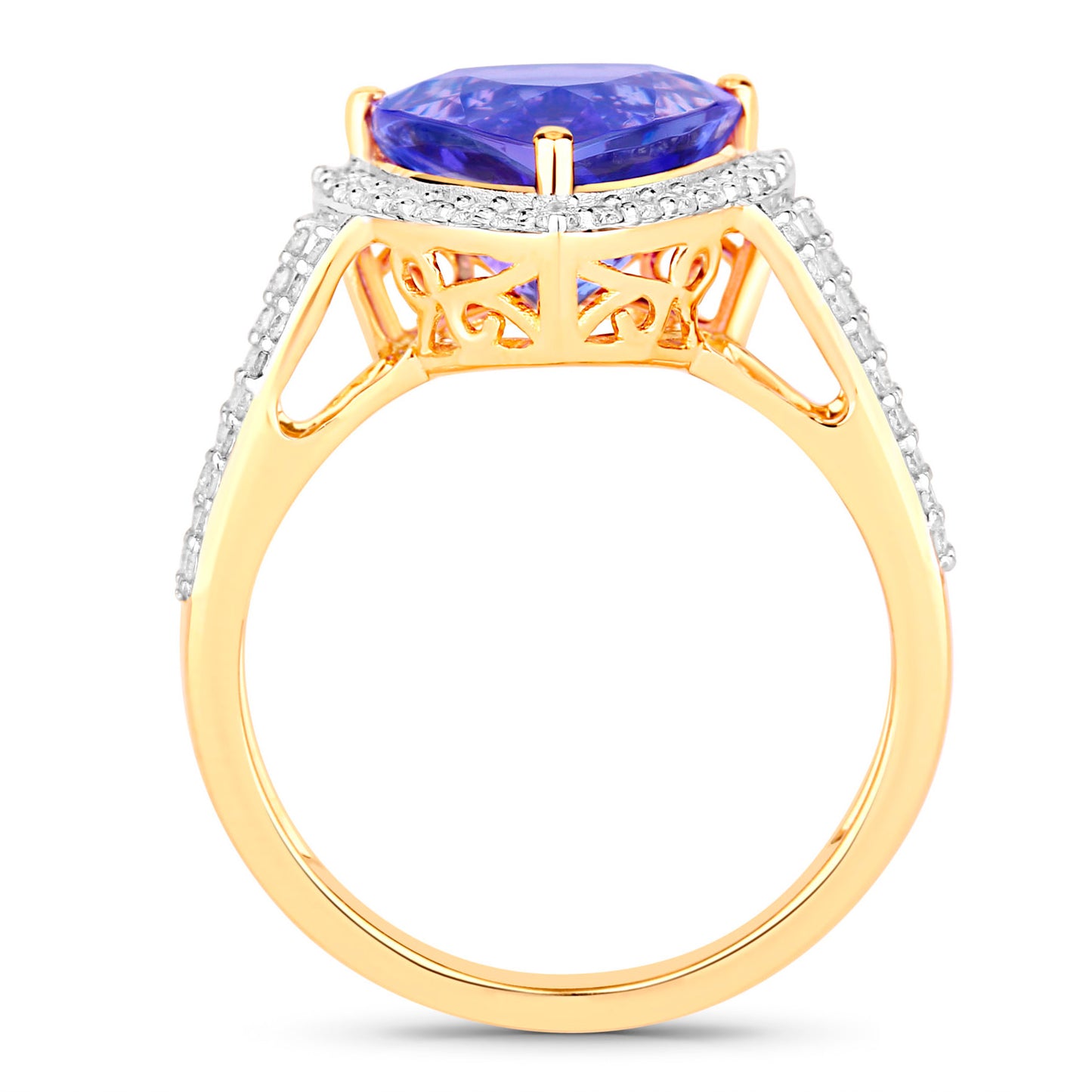 Tanzanite Ring Diamonds 4.06 Carats 14K Yellow Gold