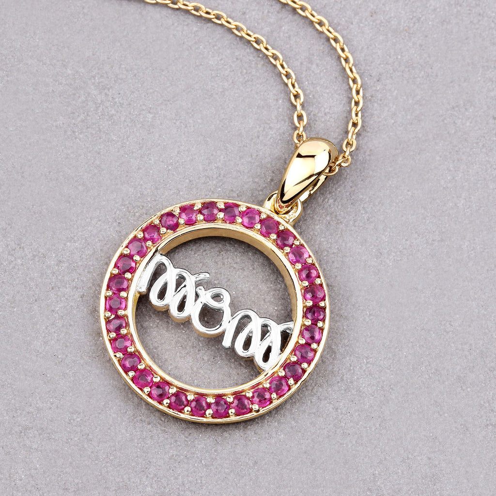 Ruby Mom Pendant 0.62 Carats Gold Plated Silver