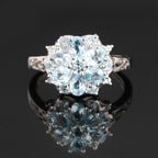 Blue Topaz Ring With White Topaz 1.51 Carats Sterling Silver