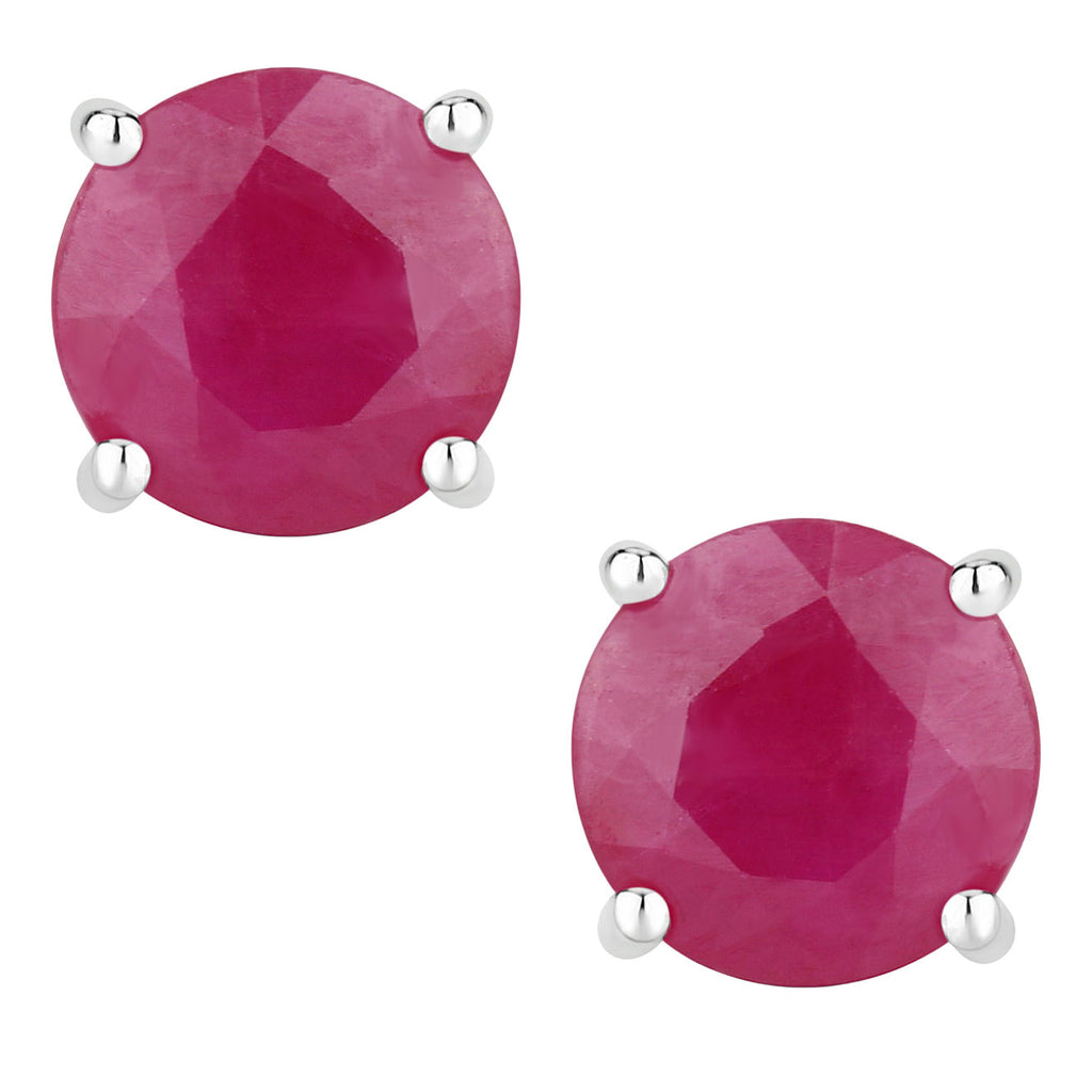 Ruby Stud Earrings 0.84 Carats 14K White Gold