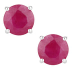 Ruby Stud Earrings 0.84 Carats 14K White Gold