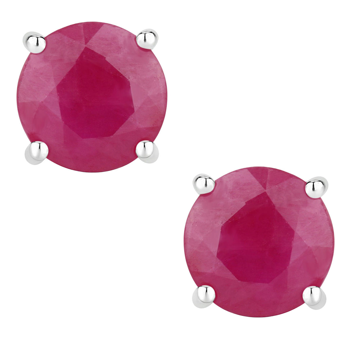 Ruby Stud Earrings 0.84 Carats 14K White Gold