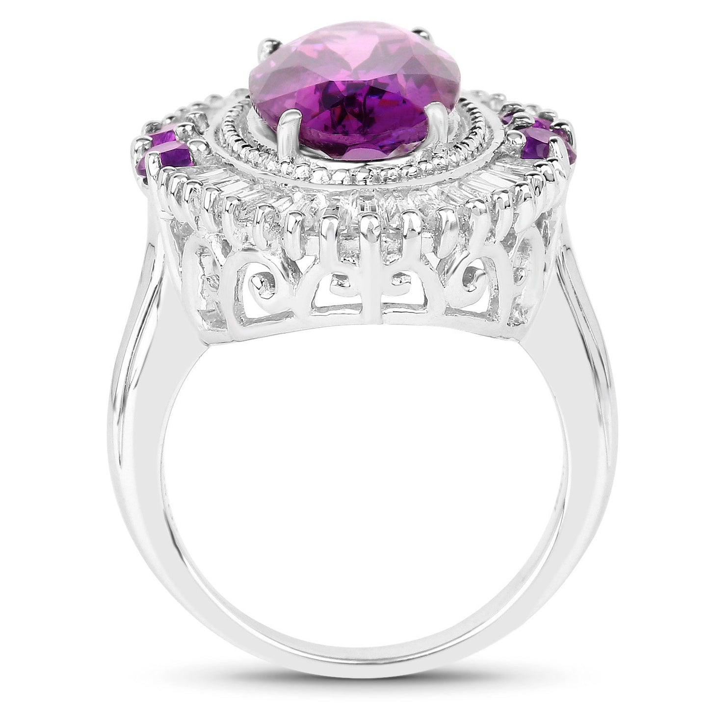 Amethyst Cocktail Ring With White Topaz 7.95 Carats