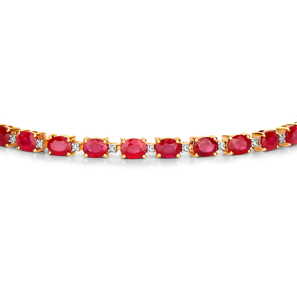 Ruby Bracelet With Diamonds 6.22 Carats 10K Yellow Gold