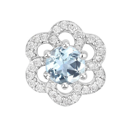 Aquamarine Earrings With Diamonds 0.58 Carats 14K White Gold