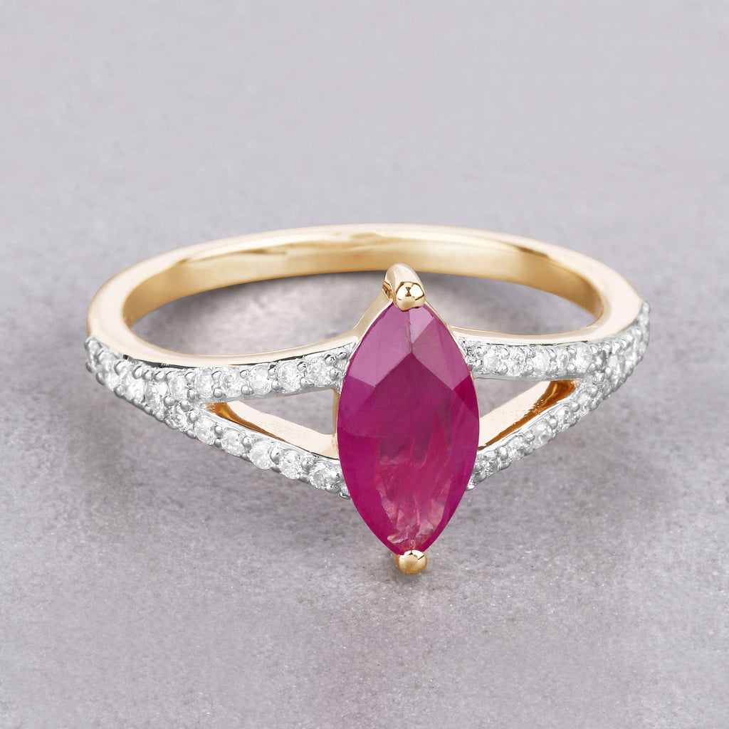 Ruby Ring With Diamonds 1.54 Carats 14K Yellow Gold