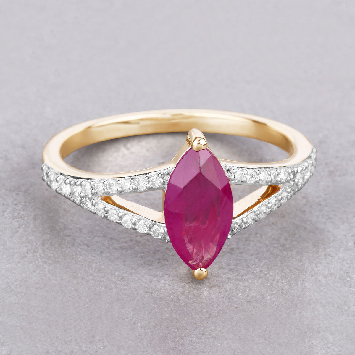 Ruby Ring With Diamonds 1.54 Carats 14K Yellow Gold
