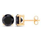 Black Diamond Stud Earrings 4.1 Carats 14K Yellow Gold