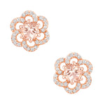 Morganite Stud Earrings With Diamonds 0.58 Carats 14K Rose Gold