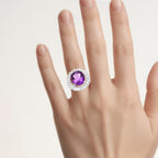 Amethyst Ring With White Topaz 5.32 Carats Sterling Silver