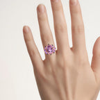 Amethyst Ring With Rhodolite Garnet 5.18 Carats Gold Plated Silver