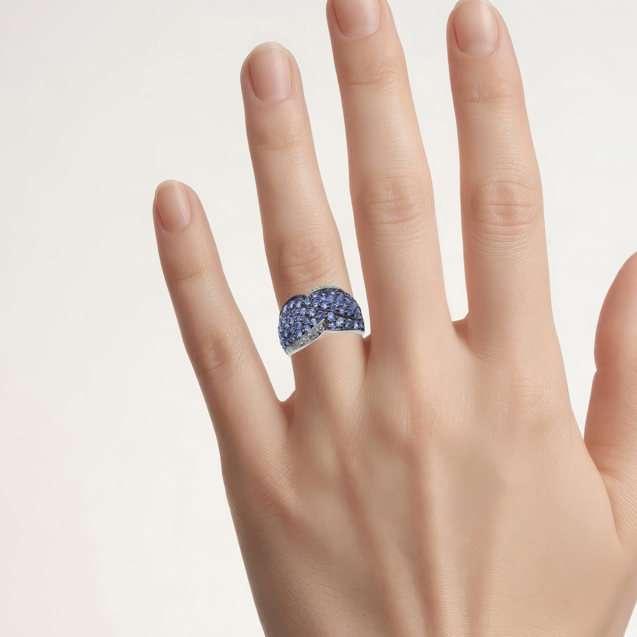 Tanzanite Ring With White Topaz 2.42 Carats Sterling Silver