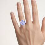 Tanzanite Flower Ring 4.18 Carats Sterling Silver