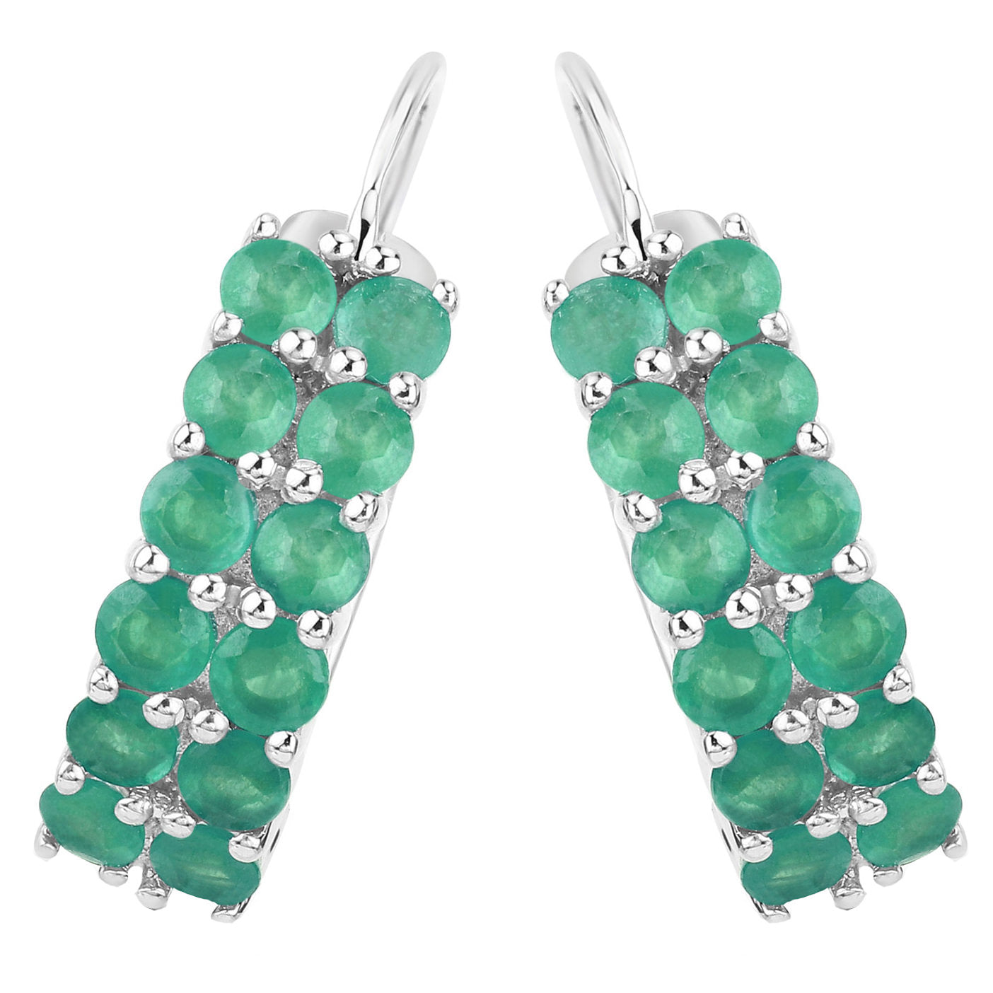 Emerald Hoop Earrings 2.38 Carats Sterling Silver