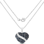Blue Sapphire Heart Pendant With White Topaz 4.58 Carats Sterling Silver