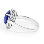 Blue Sapphire Ring With Diamonds 4.48 Carats 18K White Gold