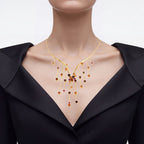 Hessonite Necklace With Garnet 15.8 Carats Gold Plated Silver