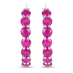 Natural Ruby Hoop Earrings 2.78 Carats Sterling Silver