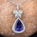 Natural Tanzanite Pendant With Diamonds 5.50 Carats 18K White Gold