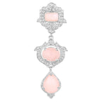 Pink Opal Dangle Earrings White Topaz 6.9 Carats Silver