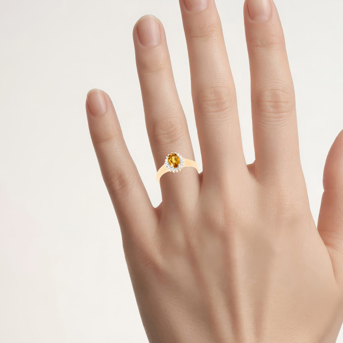 Yellow Beryl Ring With White Topaz 0.74 Carats Gold Plated Silver