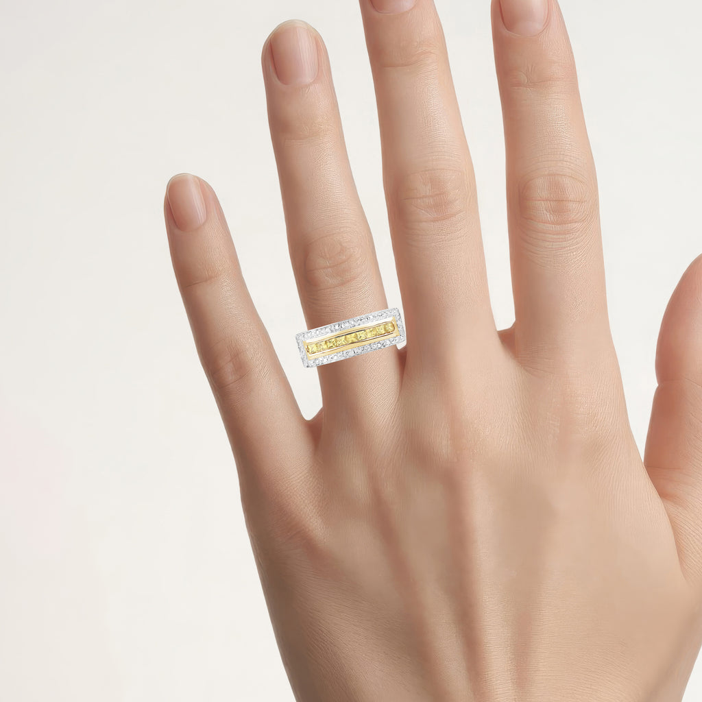 Yellow Sapphire Ring 1.06 Carats Gold Plated Silver