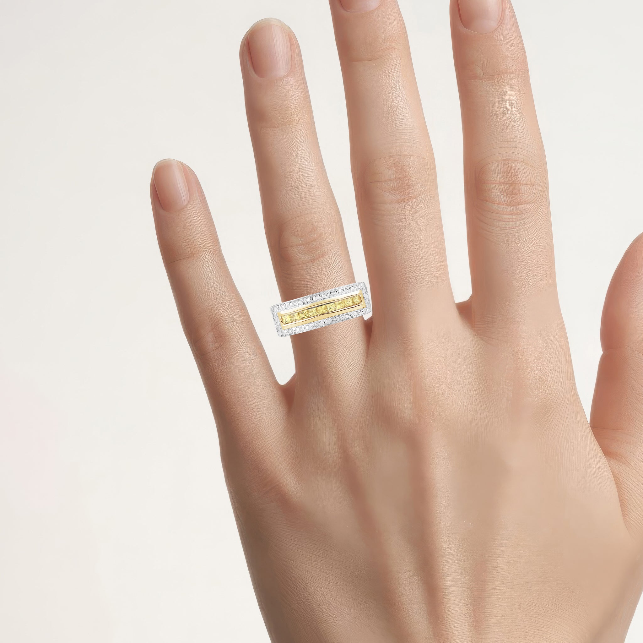 Yellow Sapphire Ring 1.06 Carats Gold Plated Silver