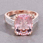 Morganite Ring With Diamonds 4.9 Carats 14K Rose Gold