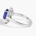 Blue Sapphire Ring With Diamonds 2.5 Carats 18K White Gold