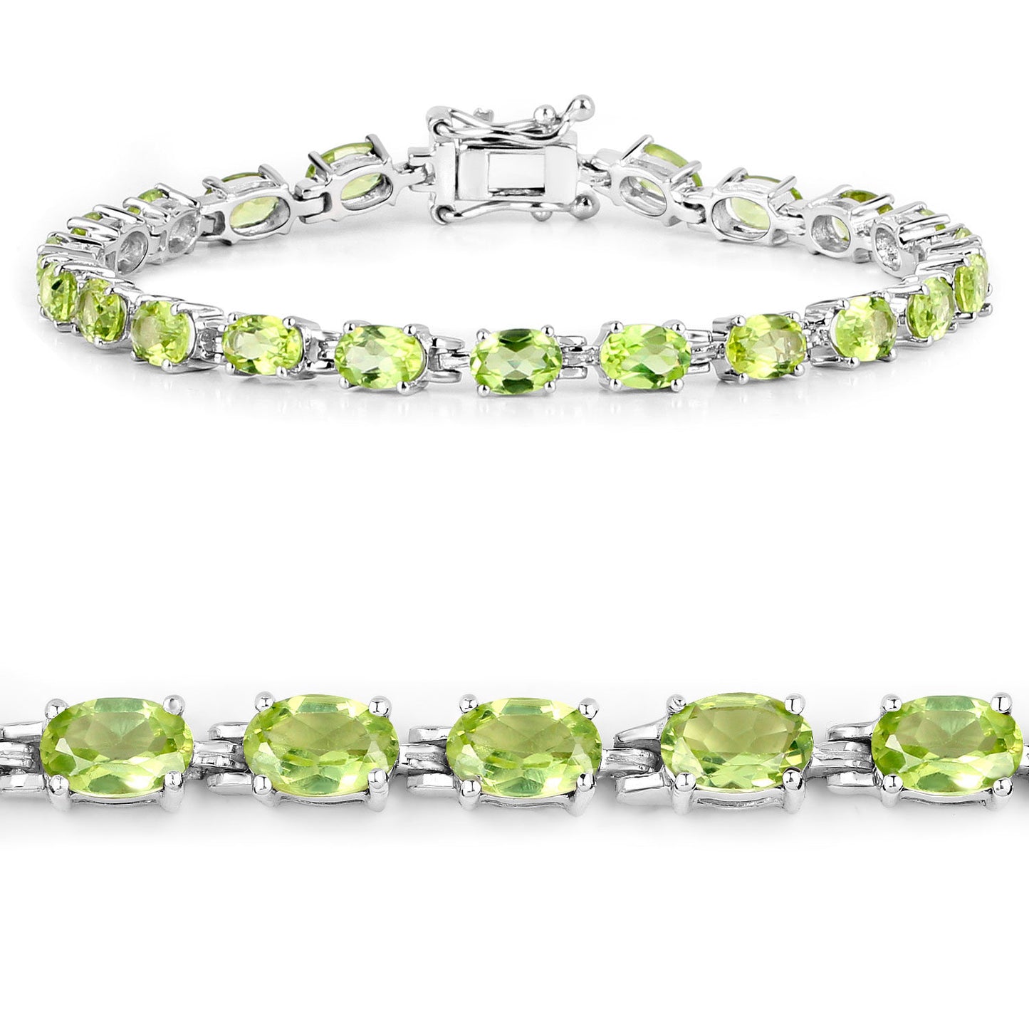 Peridot Tennis Bracelet 8.6 Carats Sterling Silver