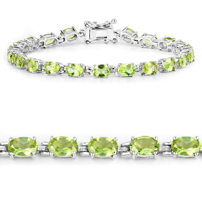 Peridot Tennis Bracelet 8.6 Carats Sterling Silver