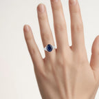 Blue Sapphire Ring With Diamonds 4.42 Carats 14K White Gold
