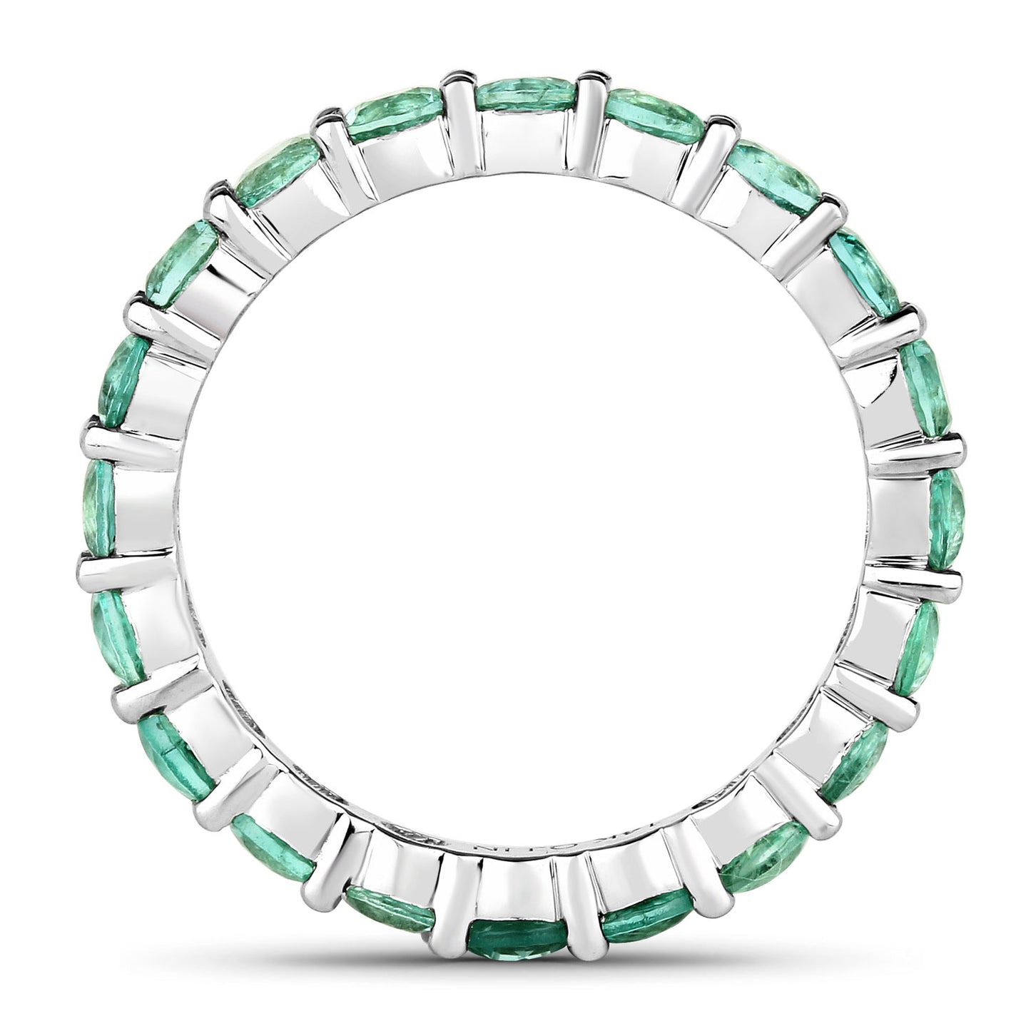 Natural Emerald Eternity Band Ring 1.98 Carats 14K White Gold