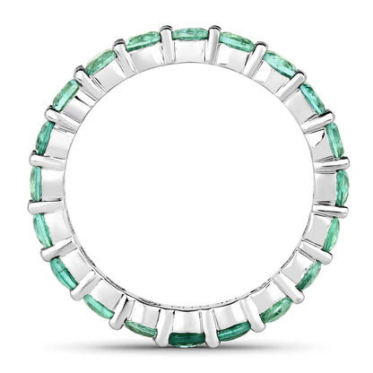 Natural Emerald Eternity Band Ring 1.98 Carats 14K White Gold