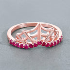 Ruby Spider Web Ring 0.28 Carats Gold Plated Silver