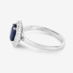 Blue Sapphire Ring With Diamonds 1.82 Carats 14K White Gold