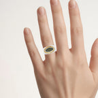 Green Diamond Ring With Yellow Diamond 0.36 Carats Sterling Silver