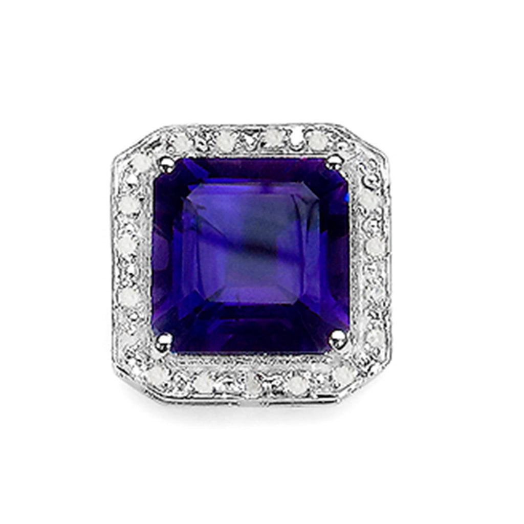 Amethyst Earrings Diamond Halo 9.3 Carats Silver