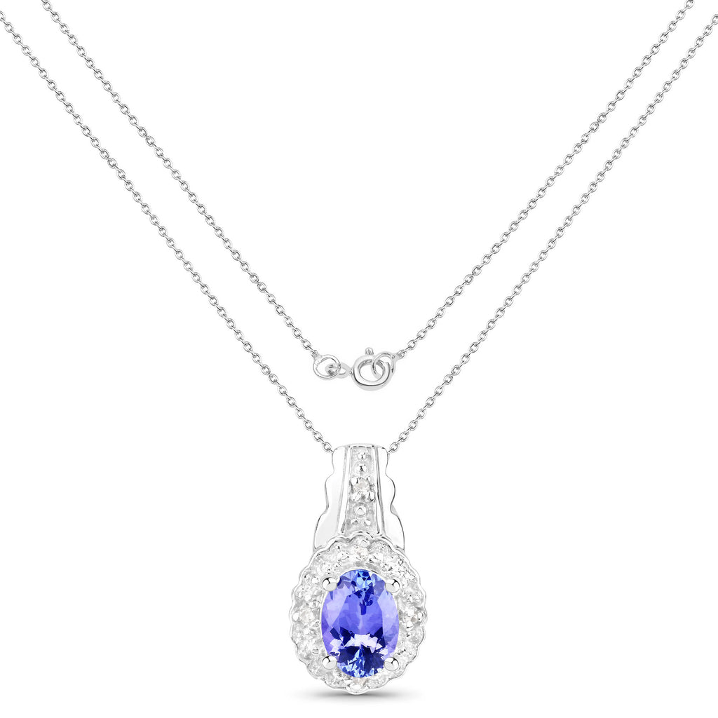 Tanzanite Pendant With White Topaz 0.76 Carats Sterling Silver