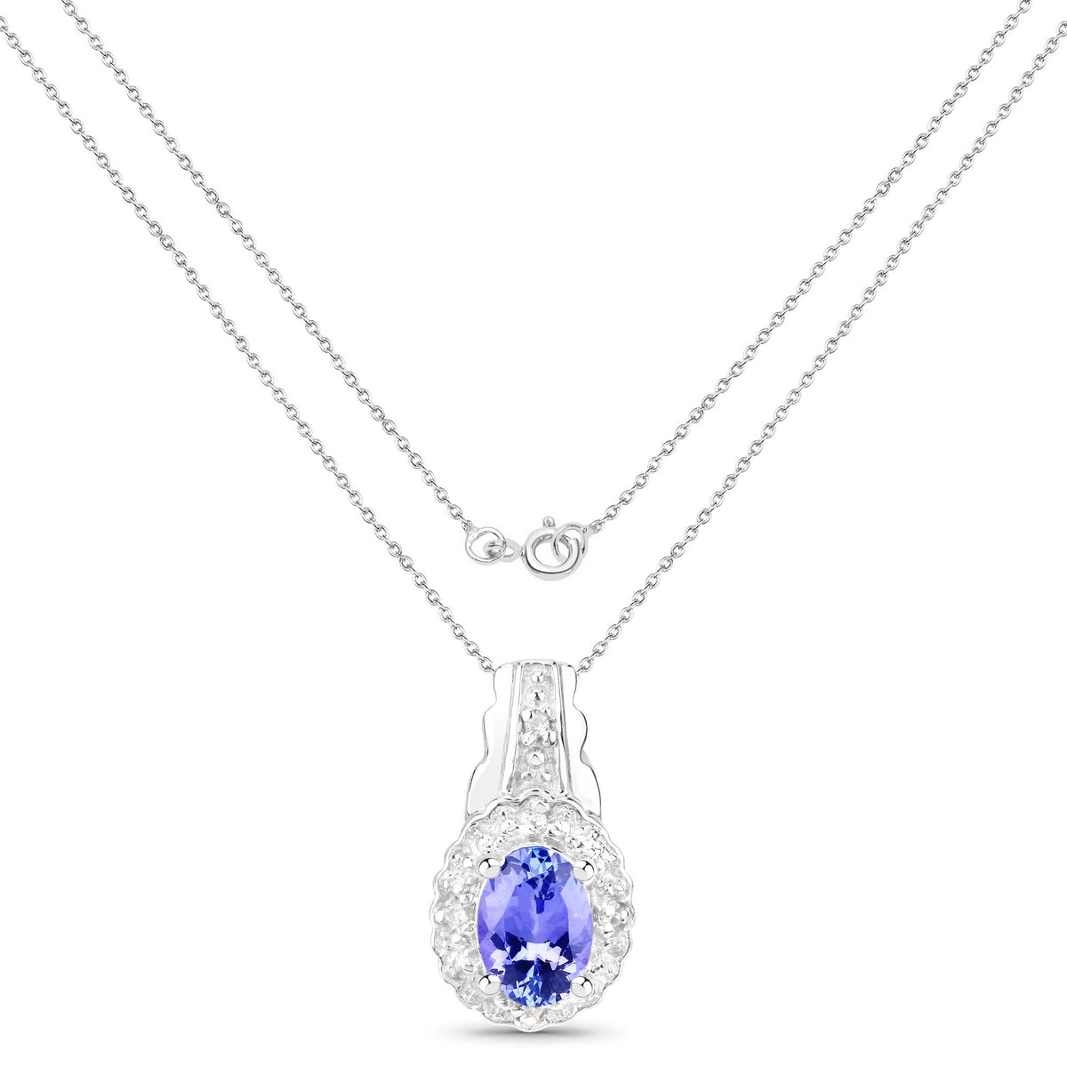 Tanzanite Pendant With White Topaz 0.76 Carats Sterling Silver