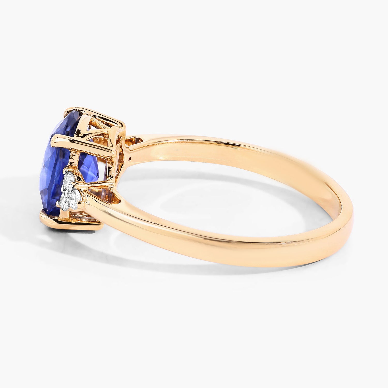 Blue Sapphire Ring With Diamonds 2.4 Carats 18K Yellow Gold