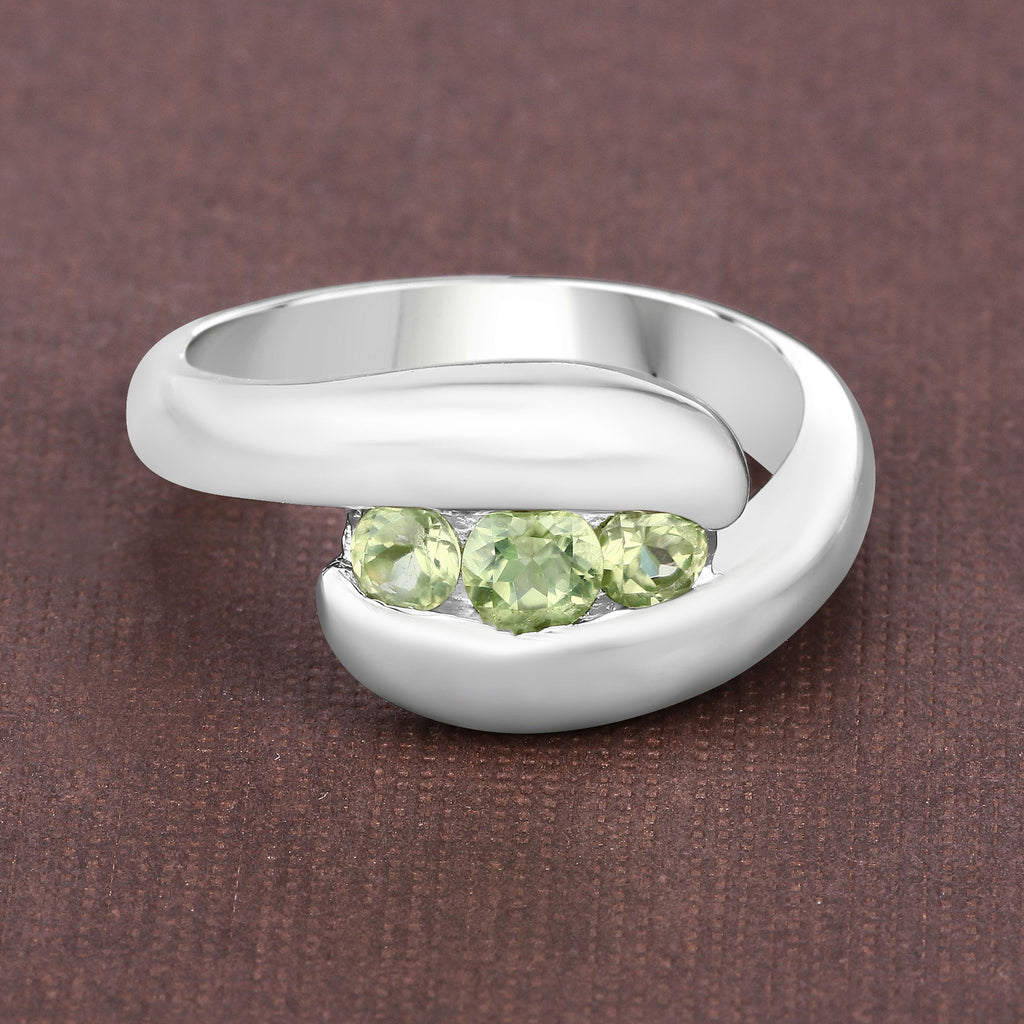 Peridot Ring 0.52 Carats Sterling Silver
